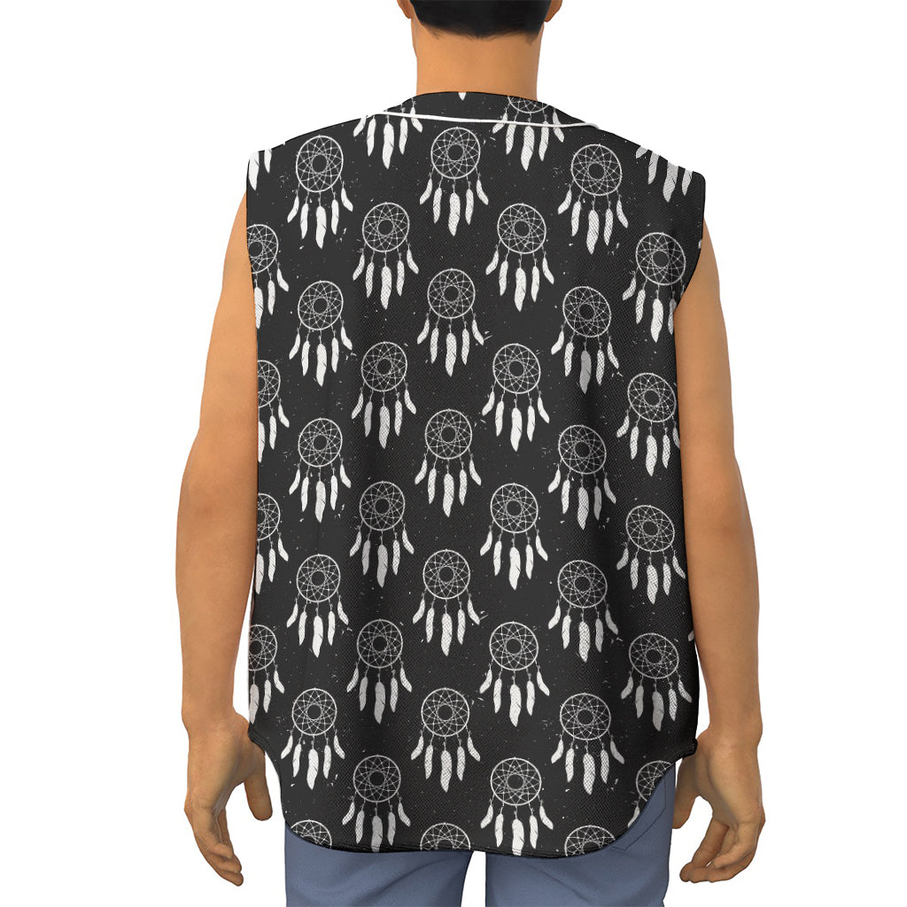 Black And White Dream Catcher Print Sleeveless Baseball Jersey