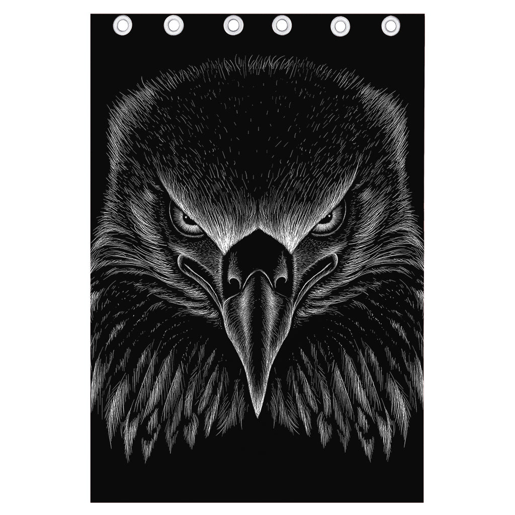 Black And White Eagle Print Curtain
