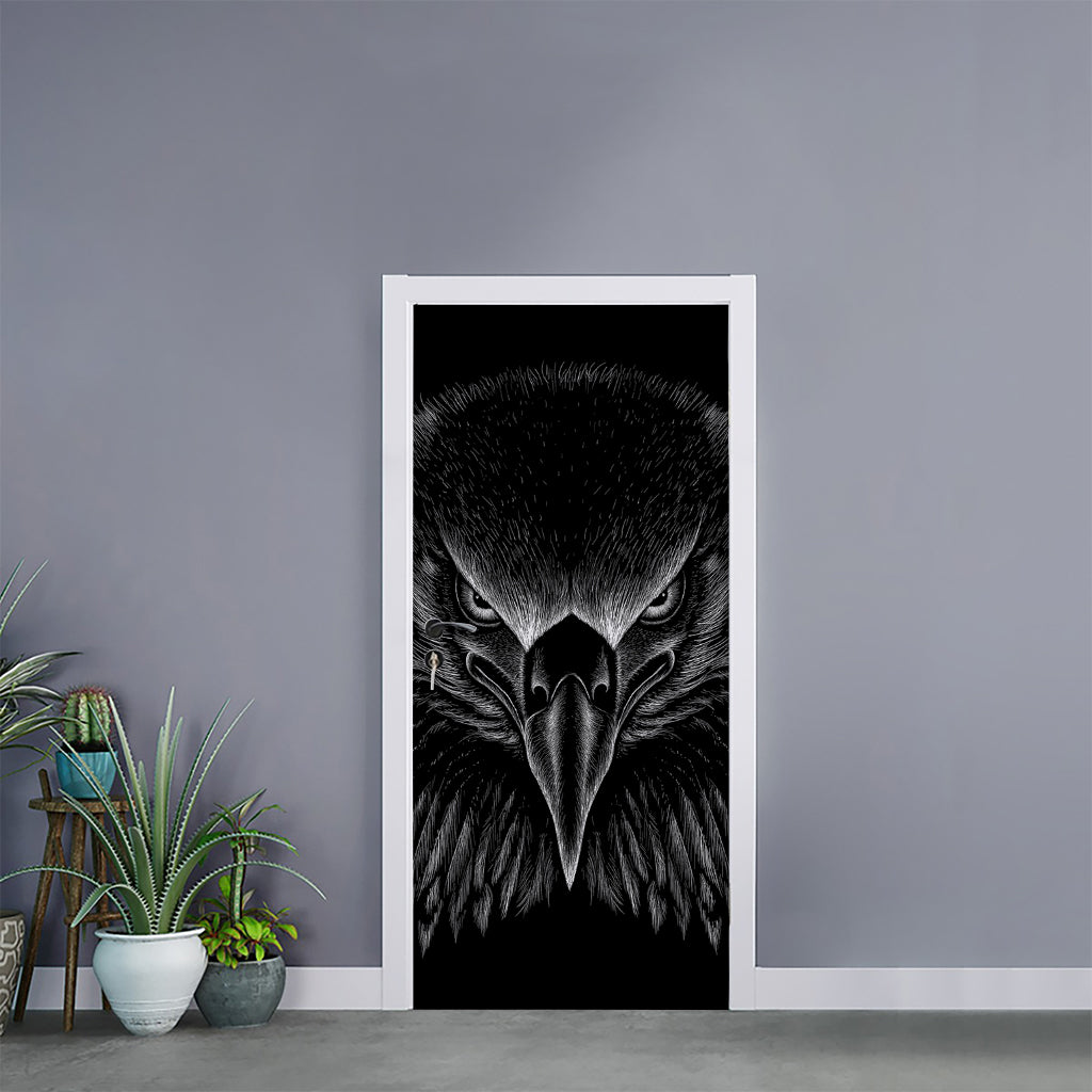Black And White Eagle Print Door Sticker