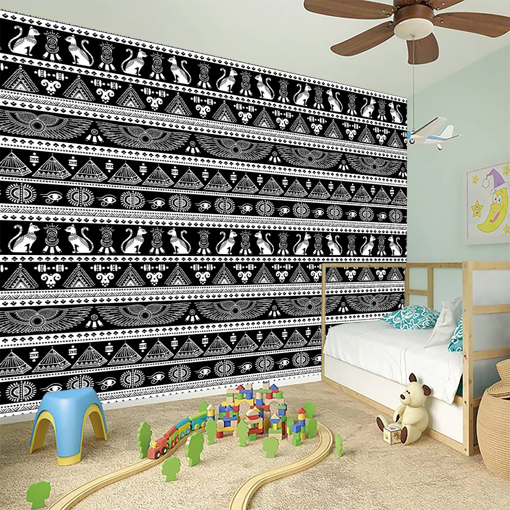 Black And White Egypt Pattern Print Wall Sticker