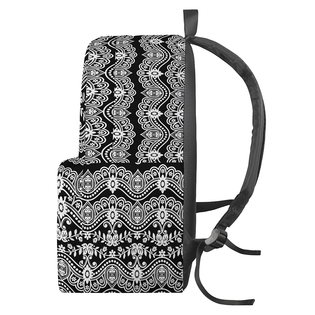 Black And White Ethnic Boho Print Backpack