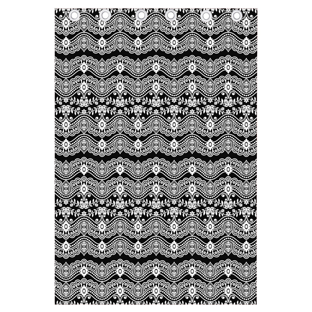 Black And White Ethnic Boho Print Curtain