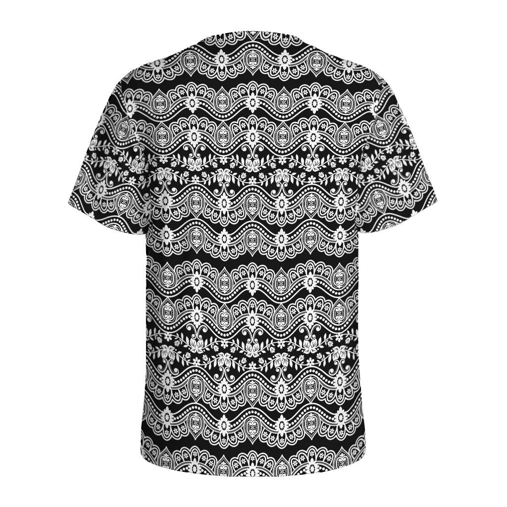 Black And White Ethnic Boho Print Men's Sports T-Shirt