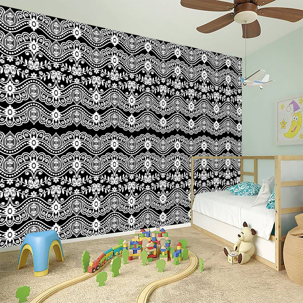 Black And White Ethnic Boho Print Wall Sticker