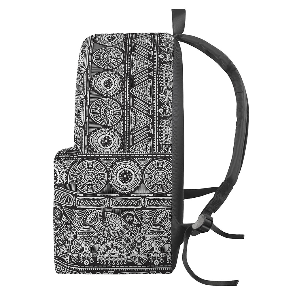 Black And White Ethnic Pattern Print Backpack