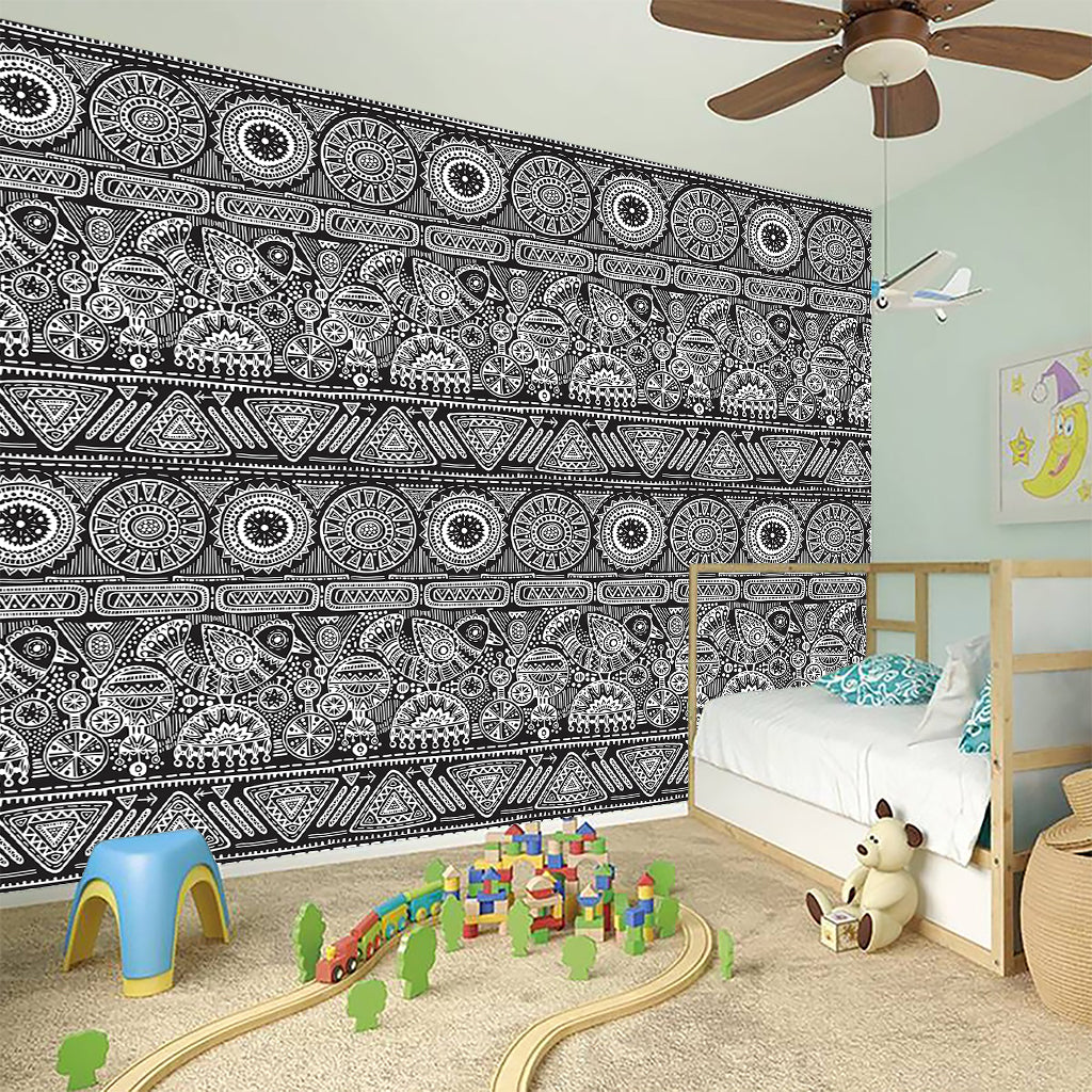 Black And White Ethnic Pattern Print Wall Sticker