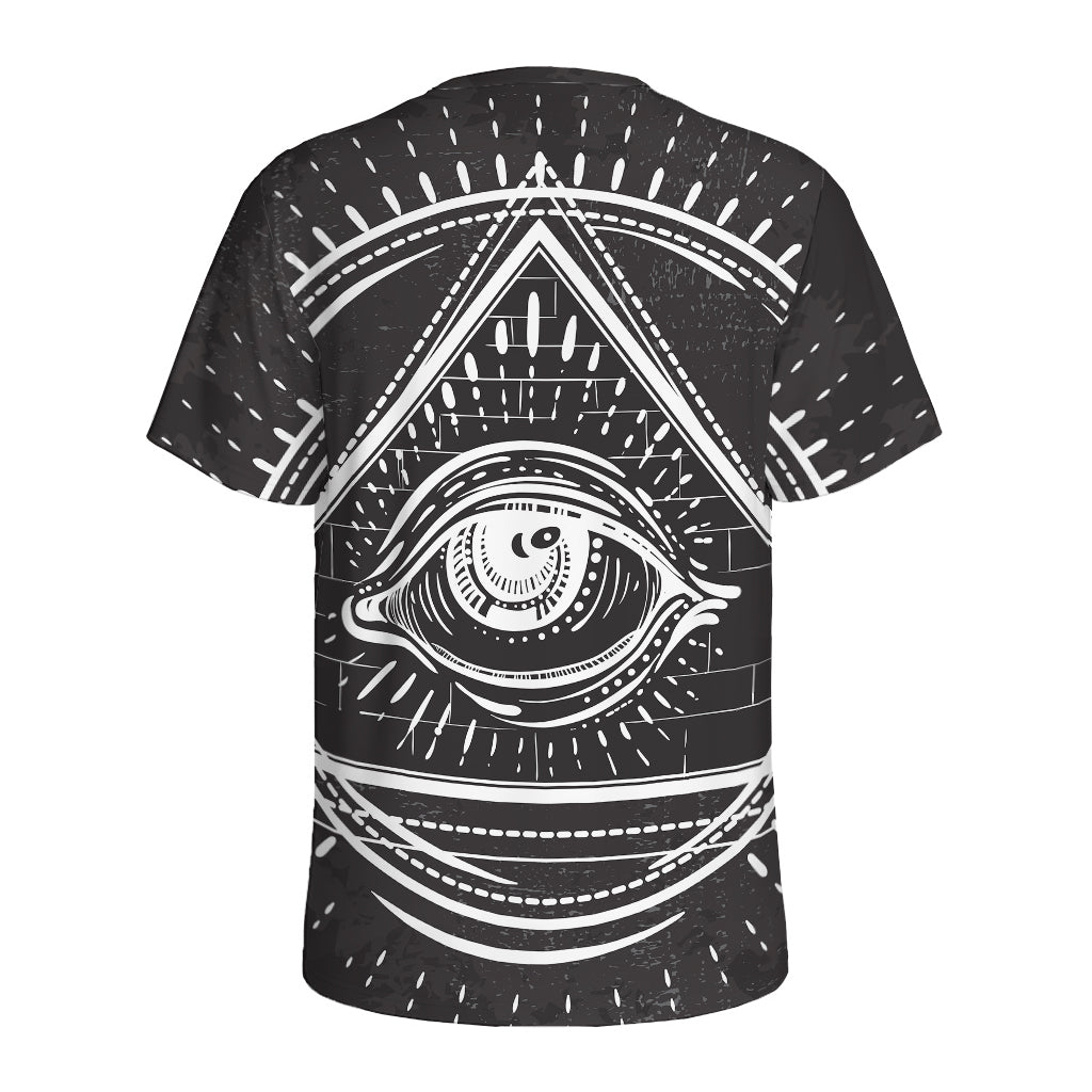 Black And White Eye of Providence Print Men's Sports T-Shirt