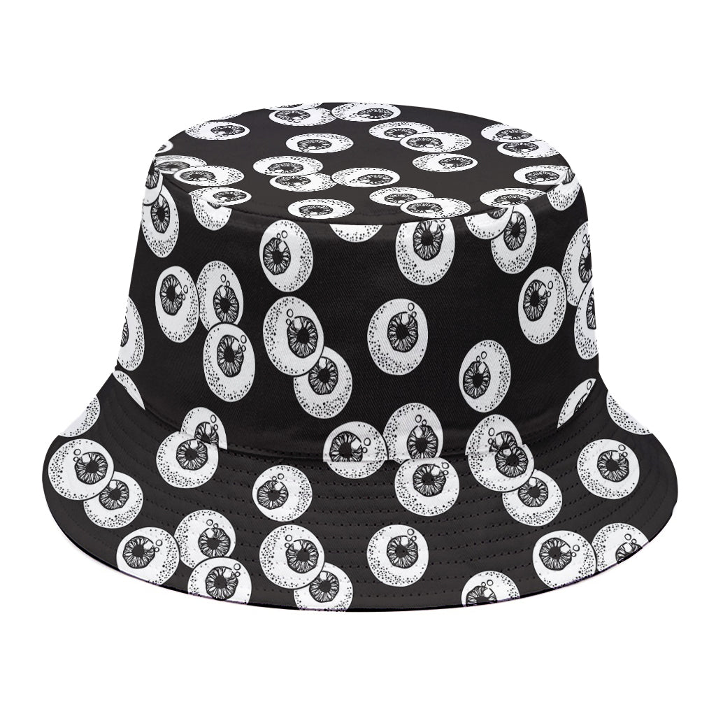 Black And White Eyeball Pattern Print Bucket Hat