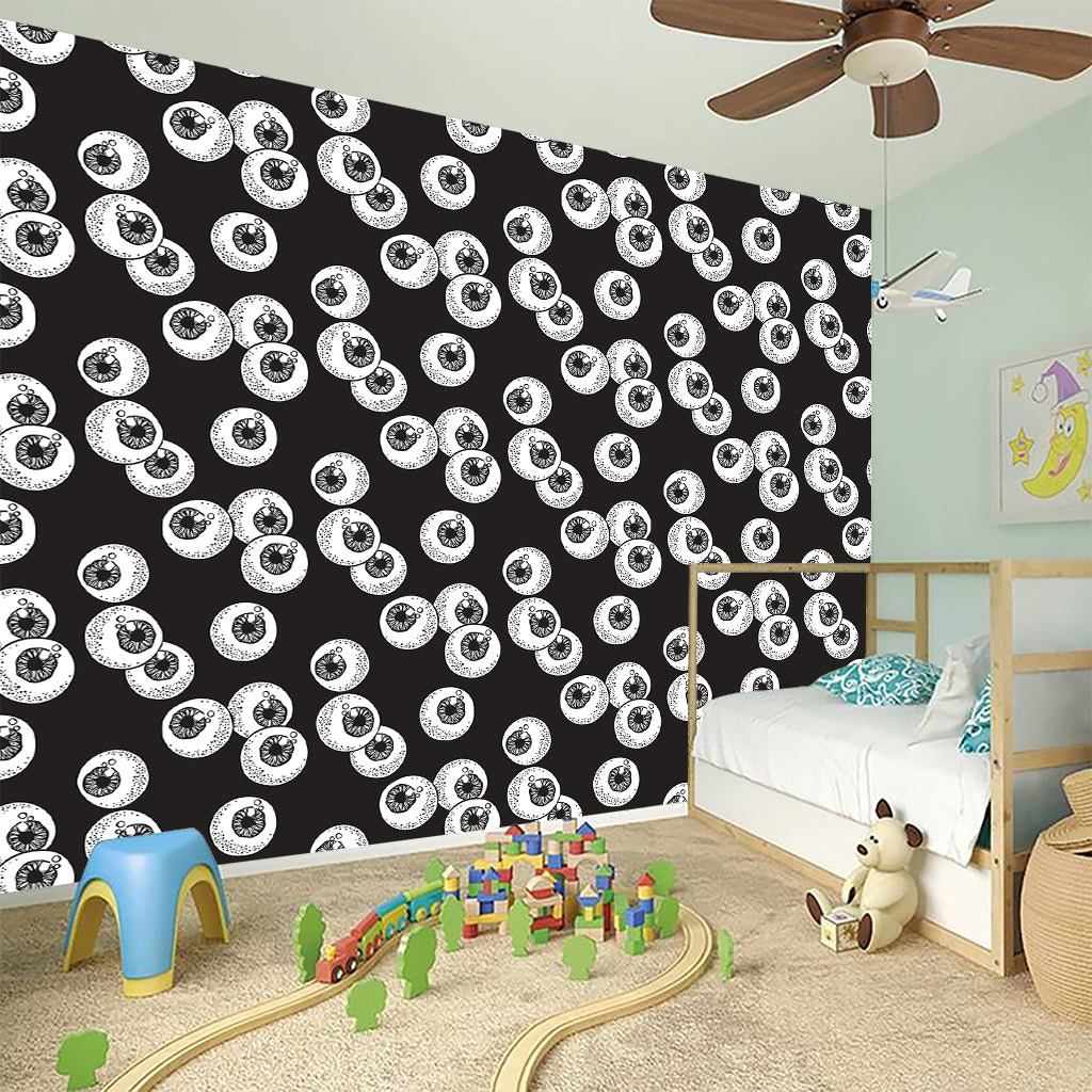 Black And White Eyeball Pattern Print Wall Sticker