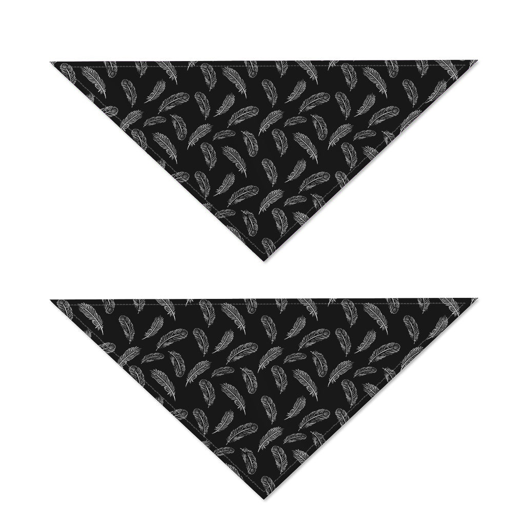 Black And White Feather Pattern Print Dog Bandana