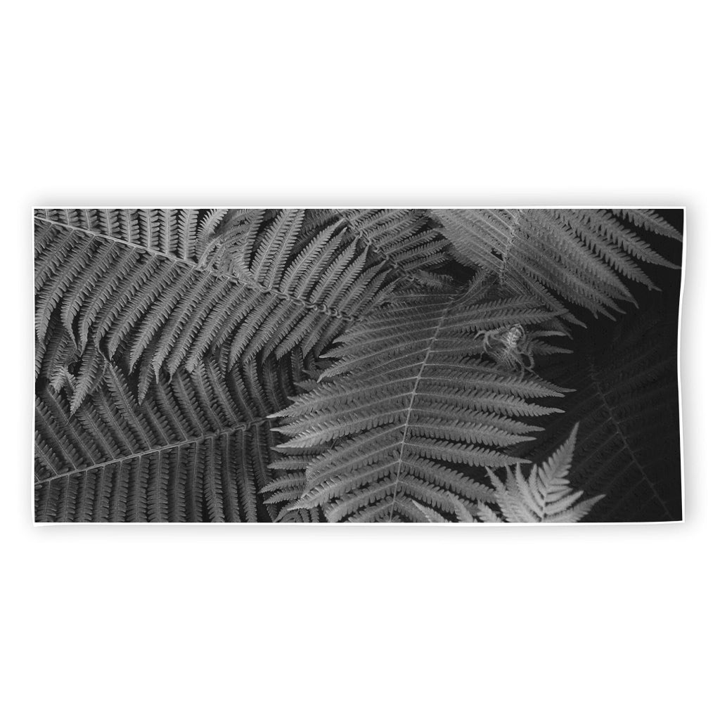 Black And White Fern Leaf Print Beach Towel