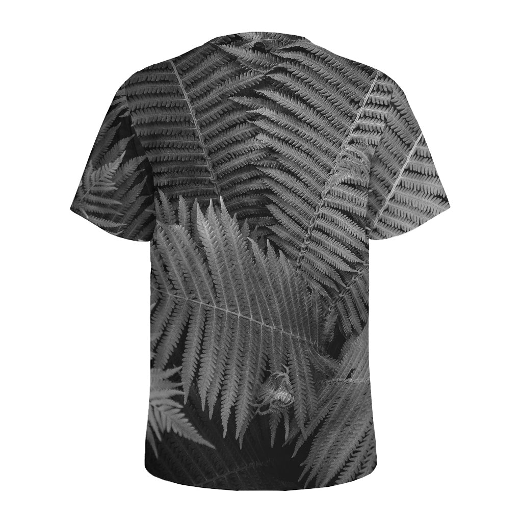 Black And White Fern Leaf Print Men's Sports T-Shirt