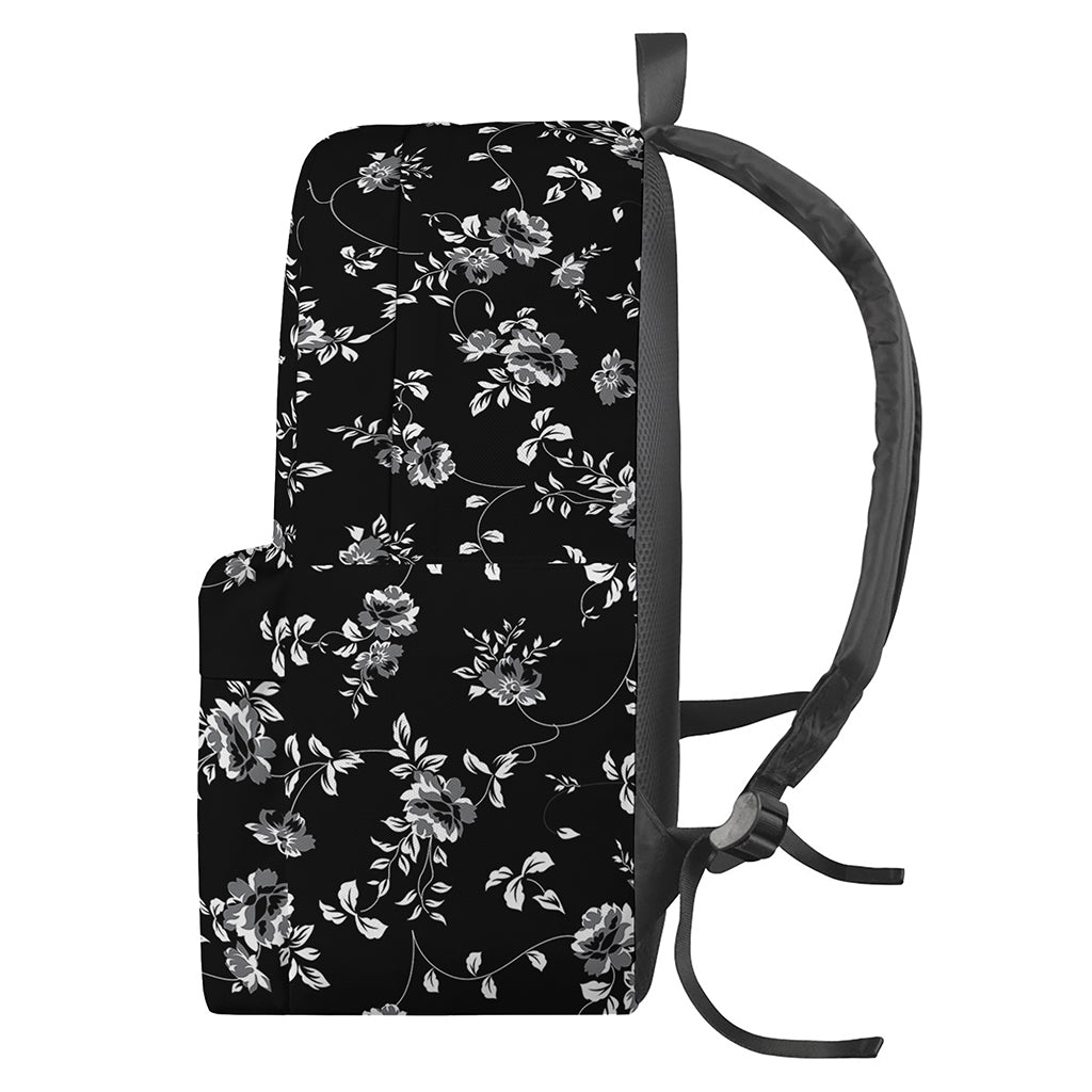 Black And White Flower Print Backpack