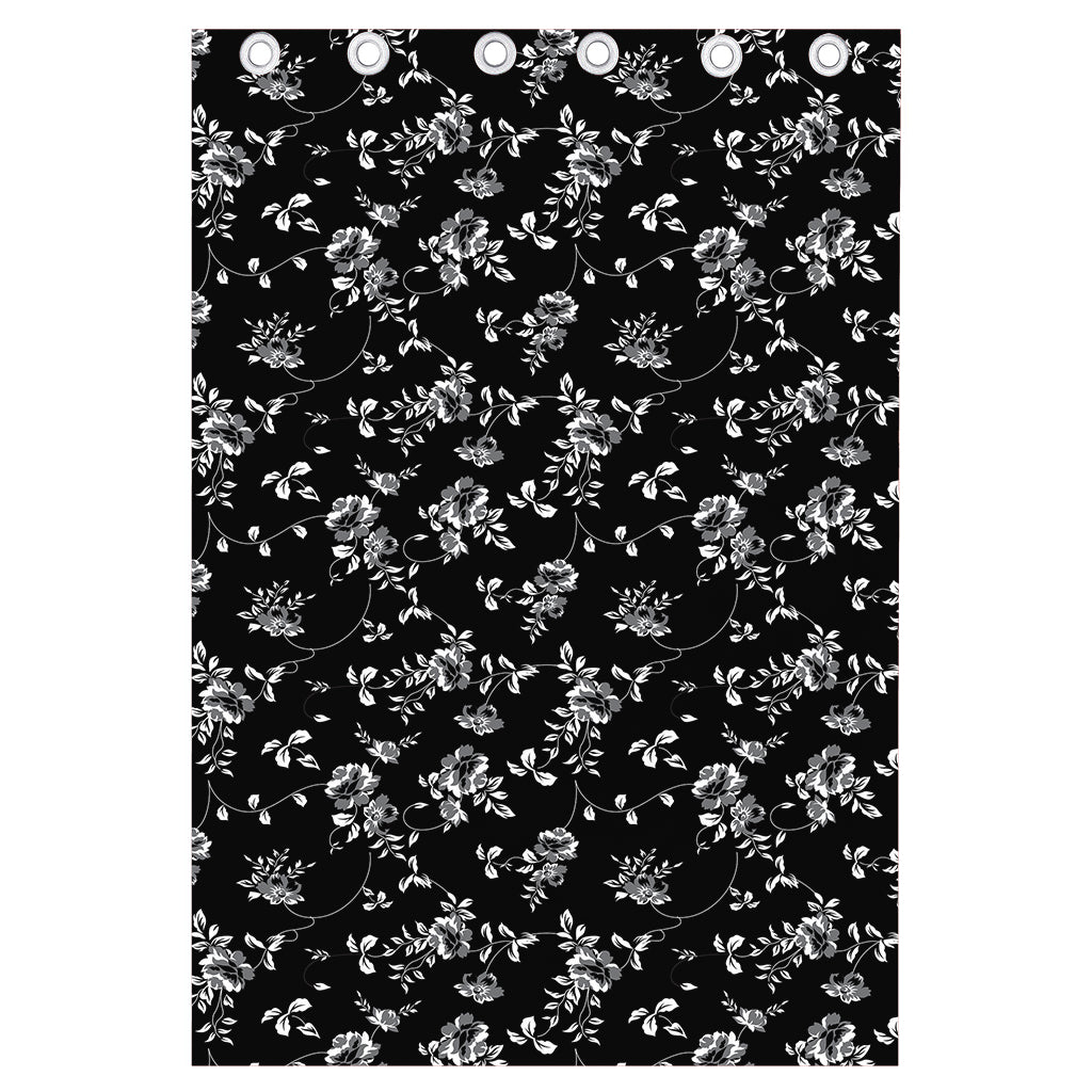 Black And White Flower Print Curtain