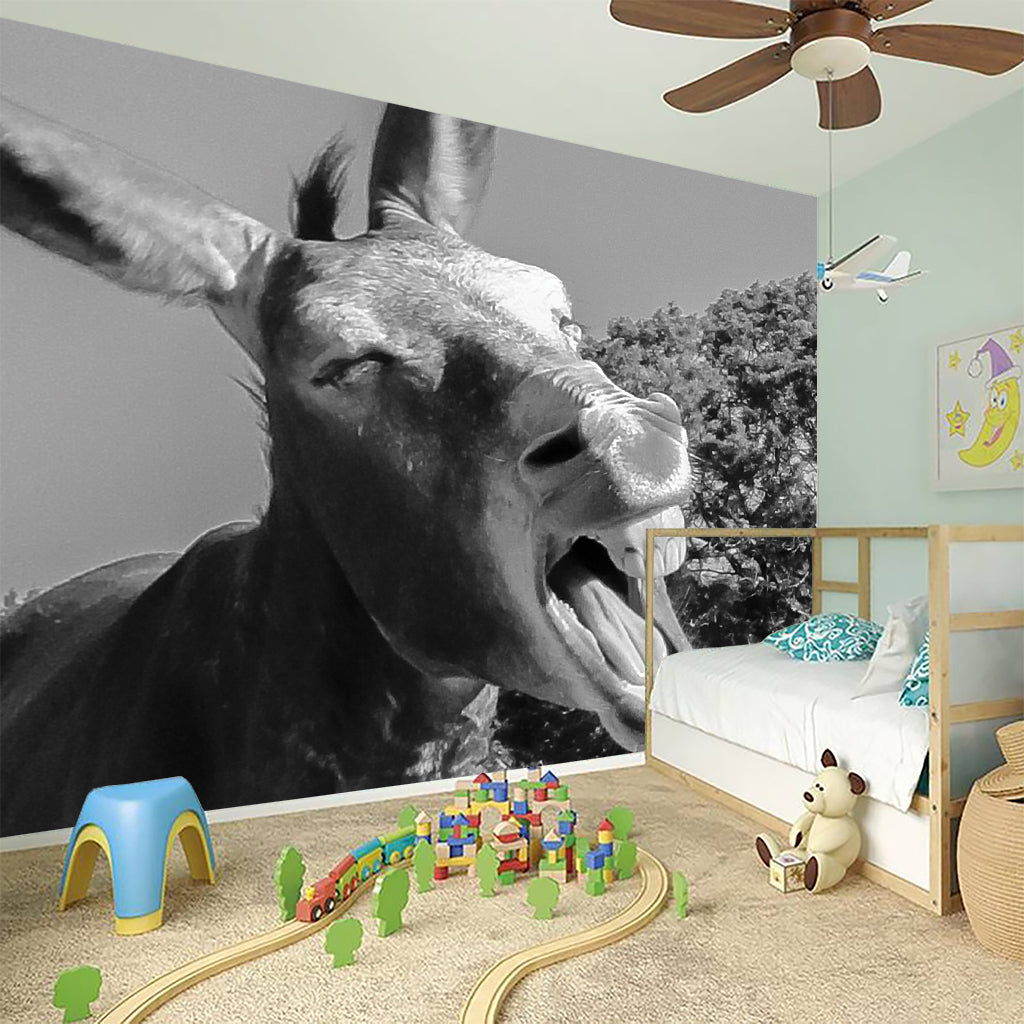 Black And White Funny Donkey Print Wall Sticker