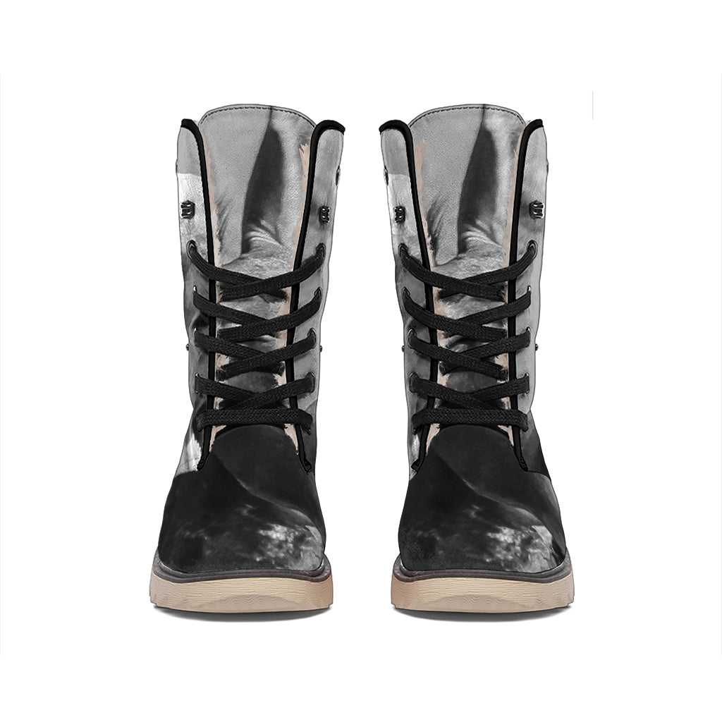 Black And White Funny Donkey Print Winter Boots