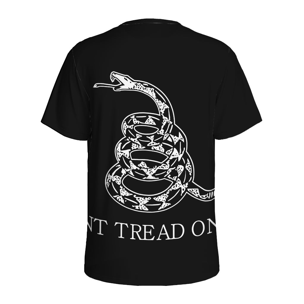 Black And White Gadsden Flag Print Men's Sports T-Shirt