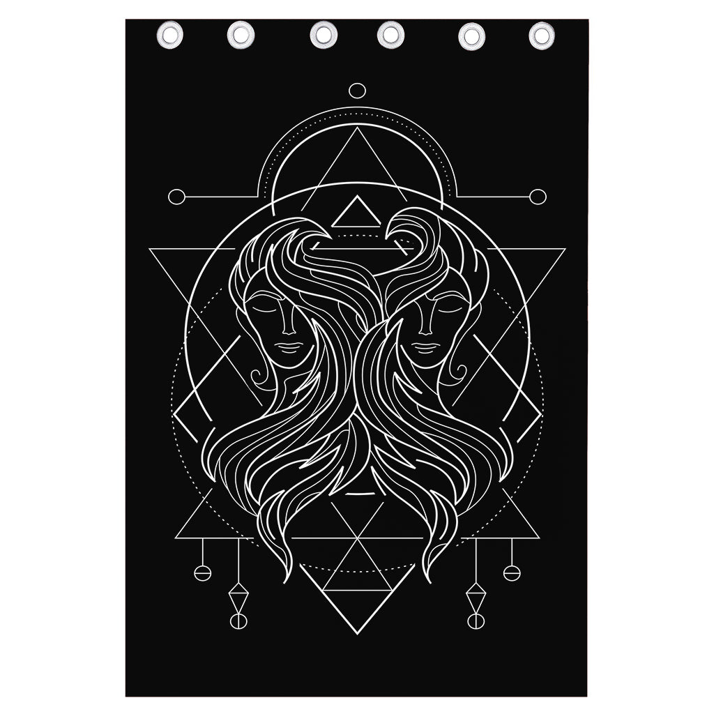 Black And White Gemini Sign Print Curtain