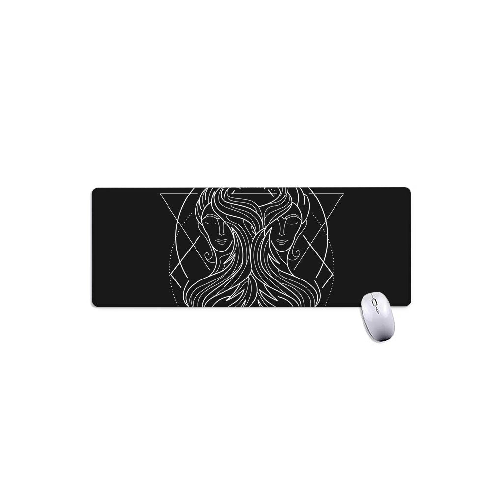Black And White Gemini Sign Print Extended Mouse Pad