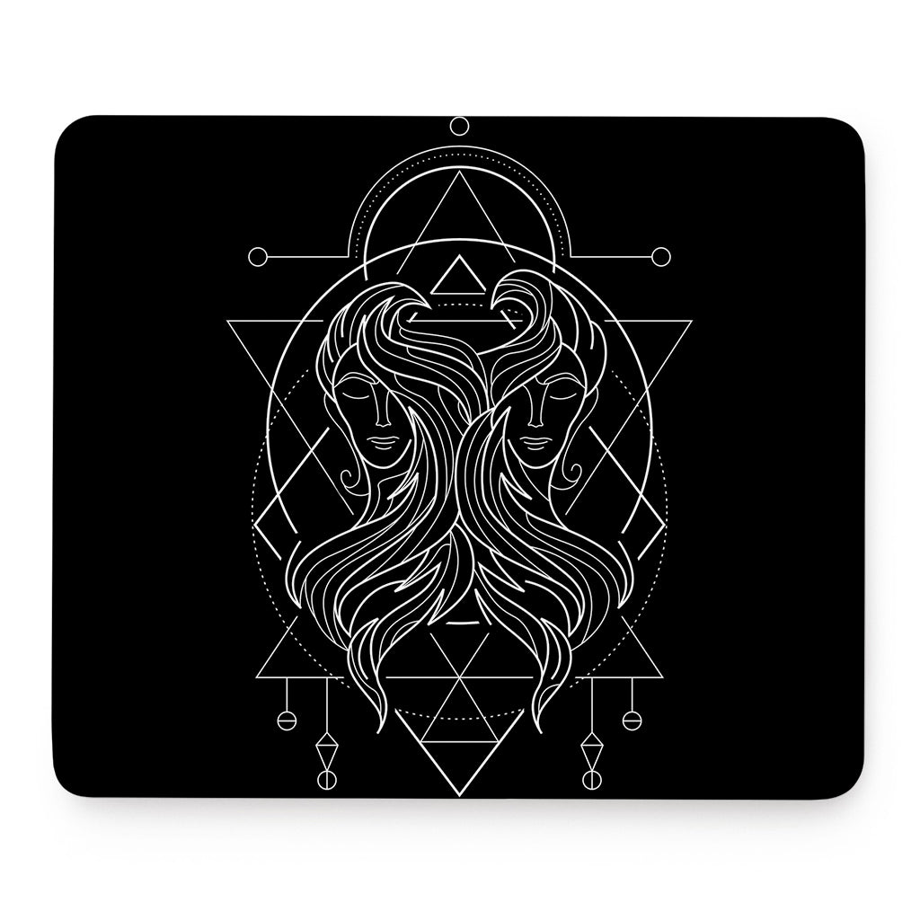 Black And White Gemini Sign Print Mouse Pad