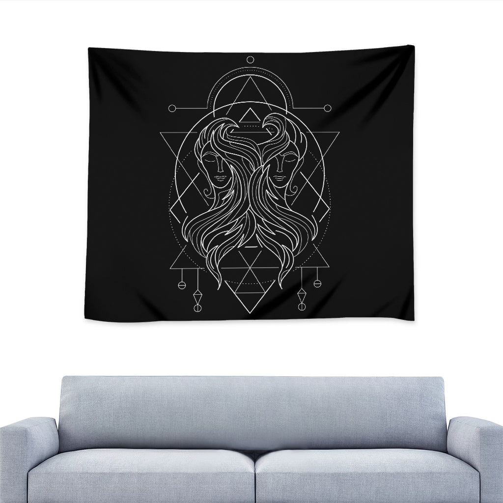 Black And White Gemini Sign Print Tapestry