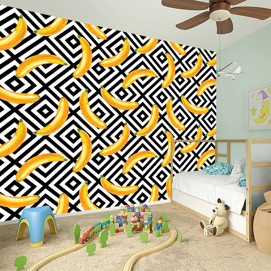 Black And White Geometric Banana Print Wall Sticker
