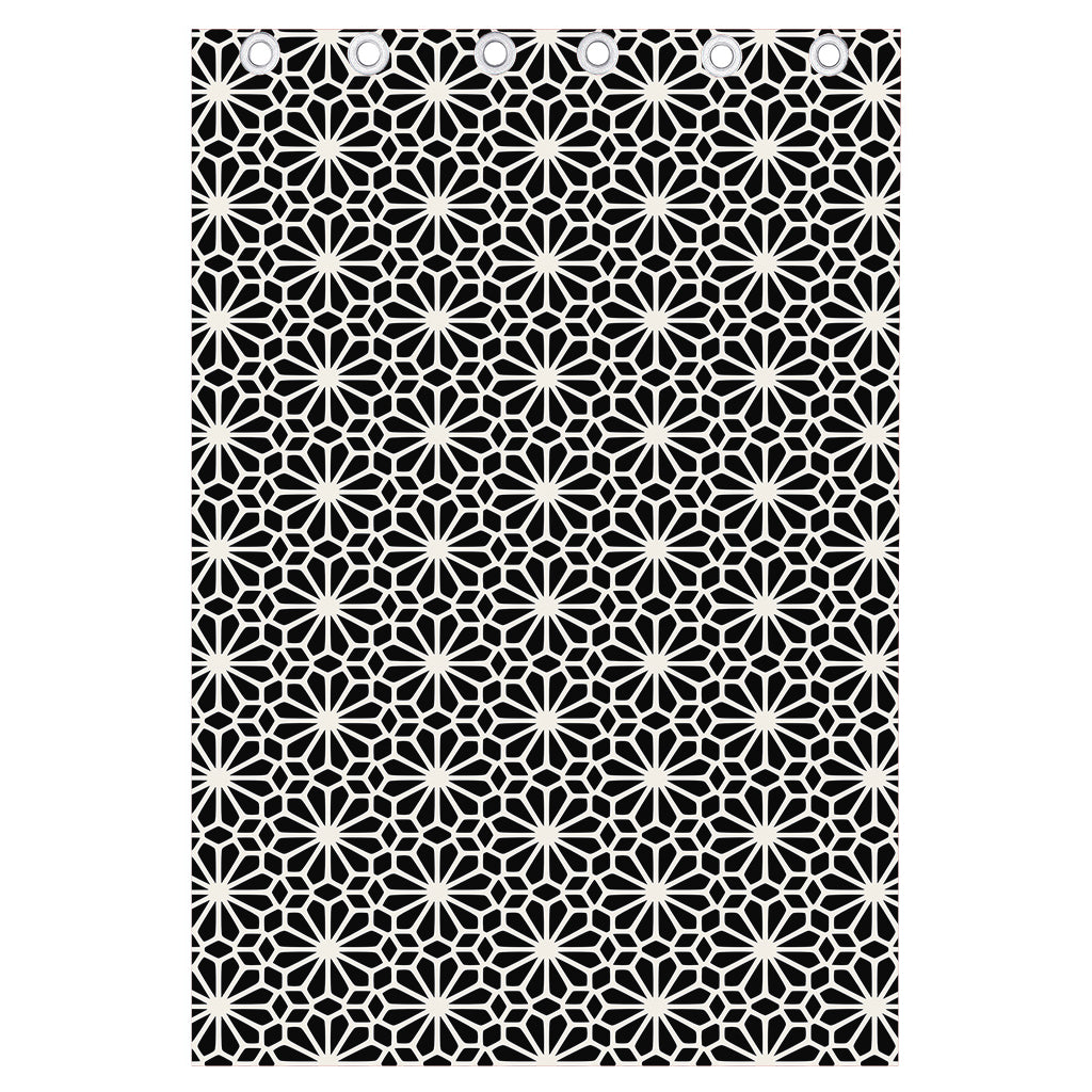 Black And White Geometric Floral Print Curtain