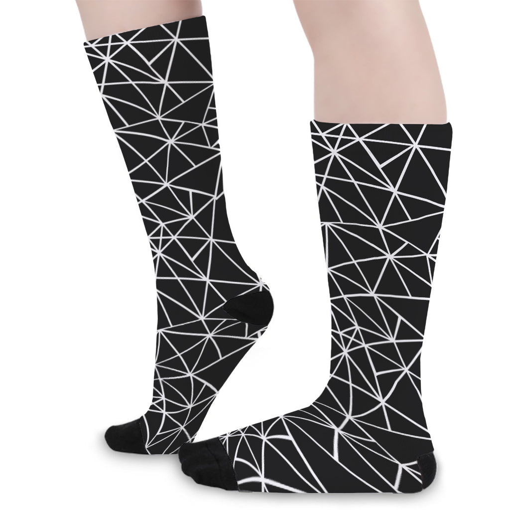 Black And White Geometric Mosaic Print Long Socks