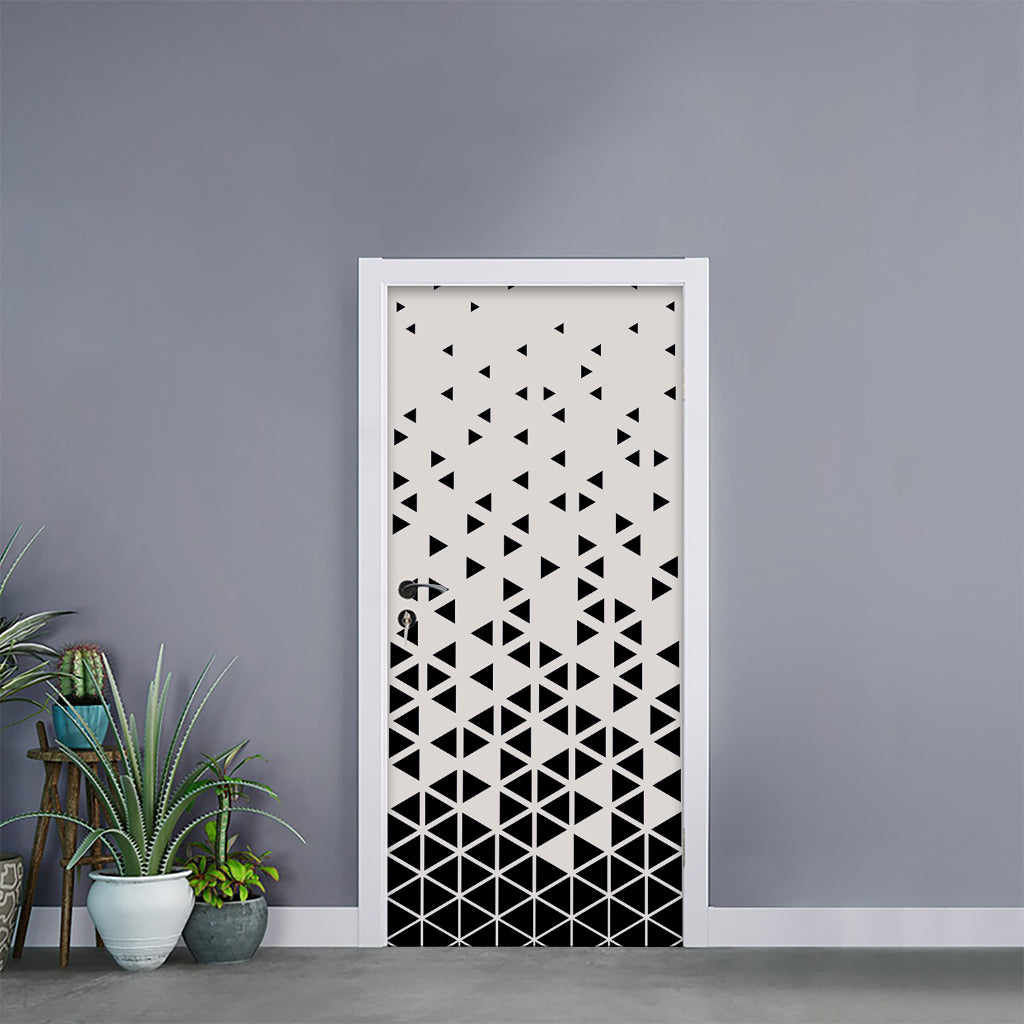 Black And White Geometric Pattern Print Door Sticker