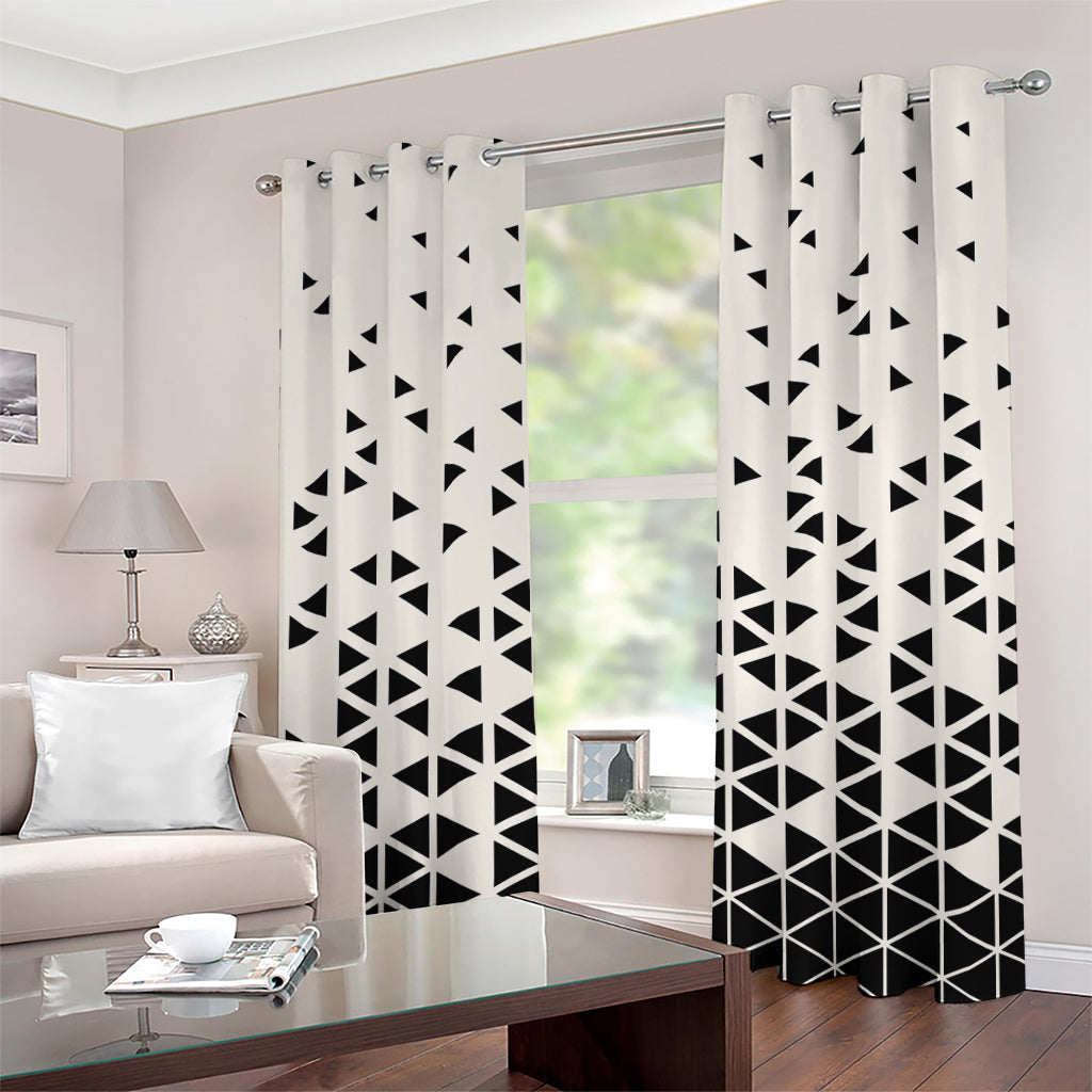 Black And White Geometric Pattern Print Grommet Curtains