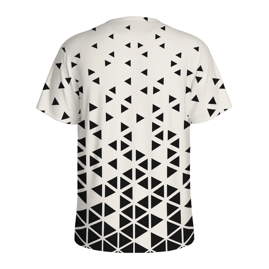 Black And White Geometric Pattern Print Men's Sports T-Shirt