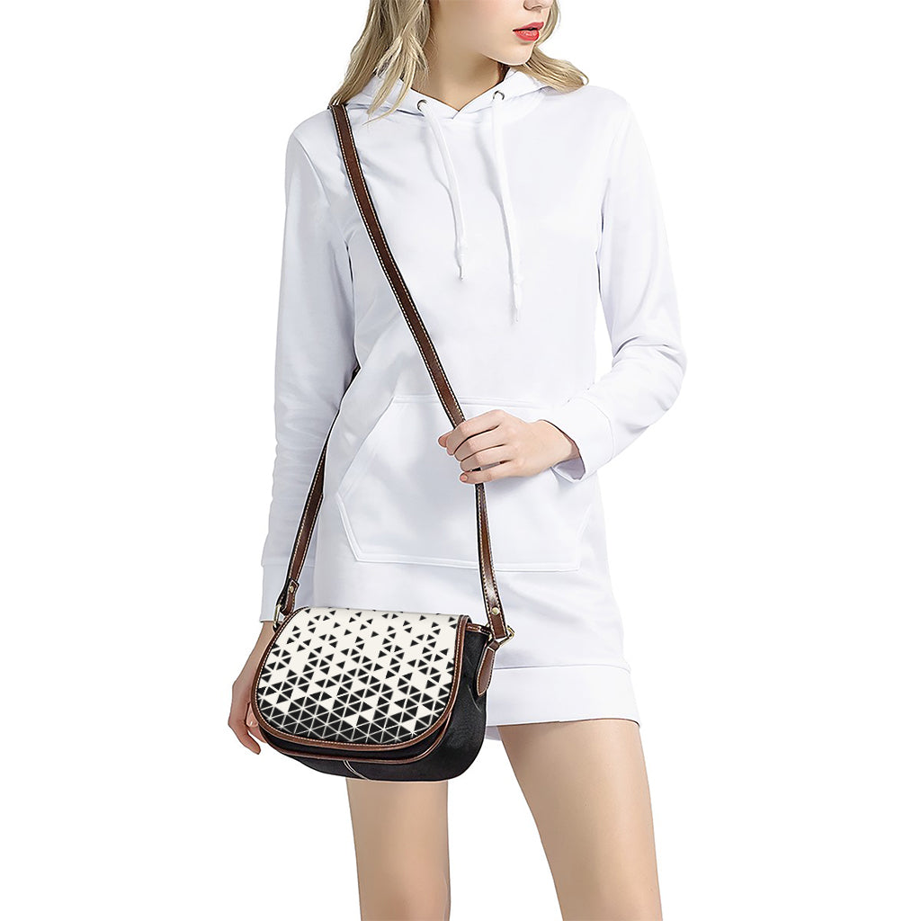 Black And White Geometric Pattern Print Saddle Bag