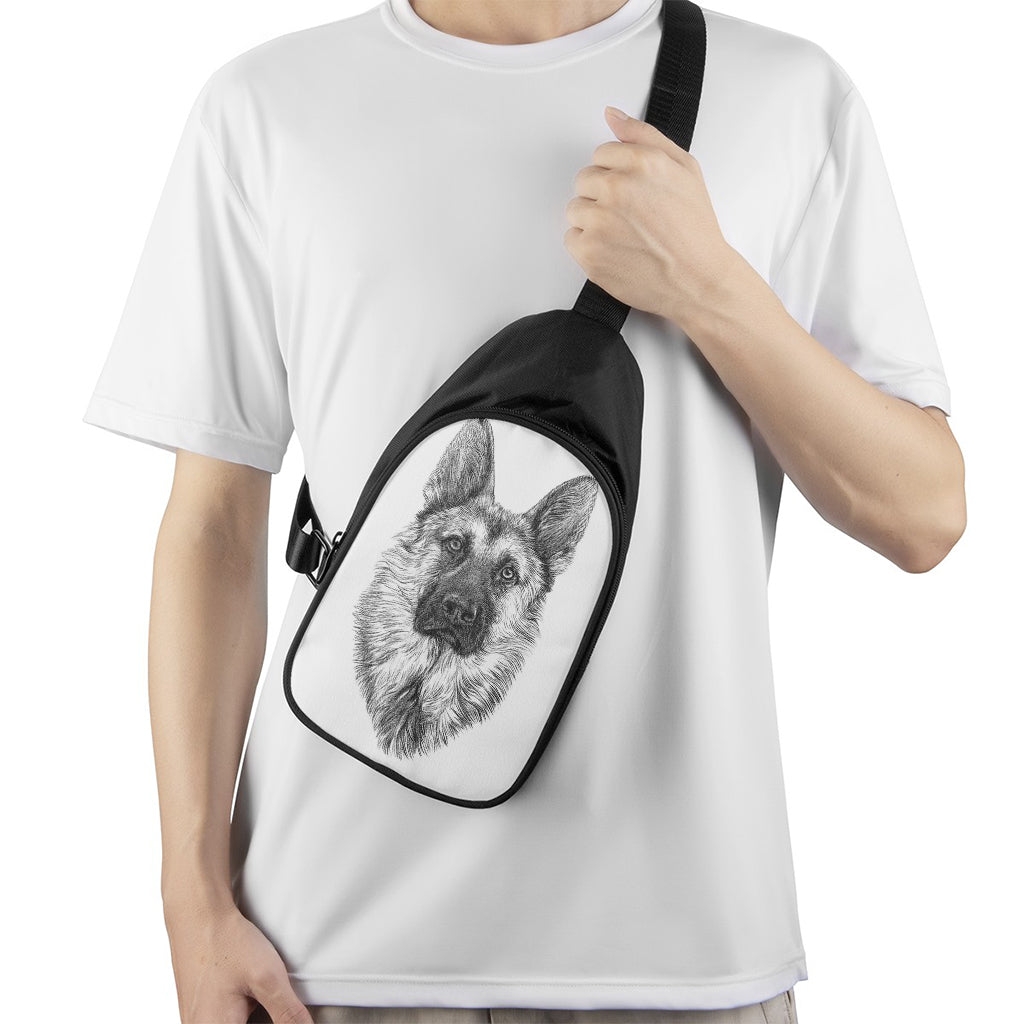 Black And White German Shepherd Print Chest Bag