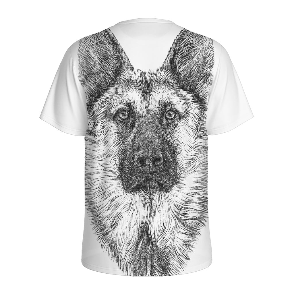 Black And White German Shepherd Print Men's Sports T-Shirt