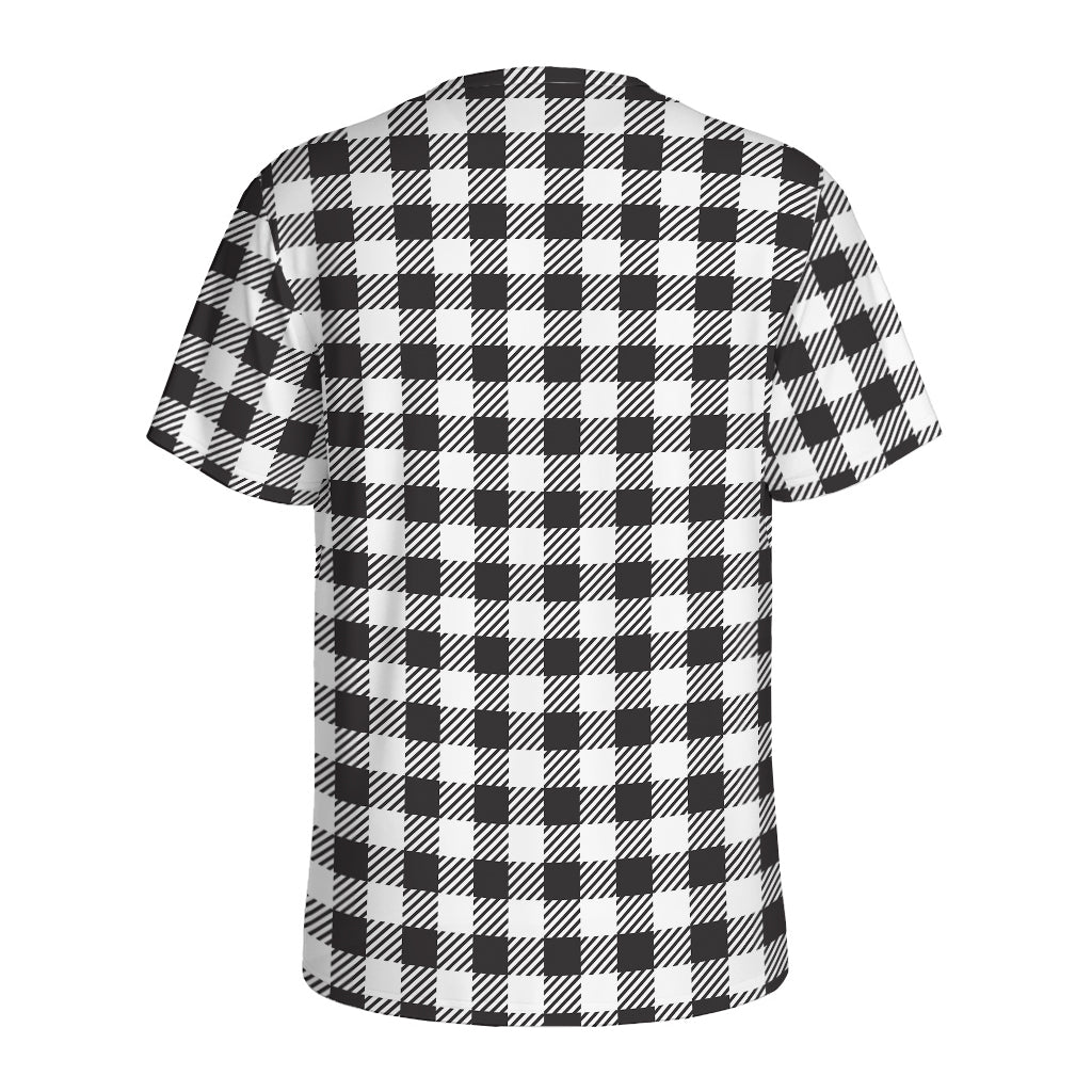 Black And White Gingham Pattern Print Men's Sports T-Shirt
