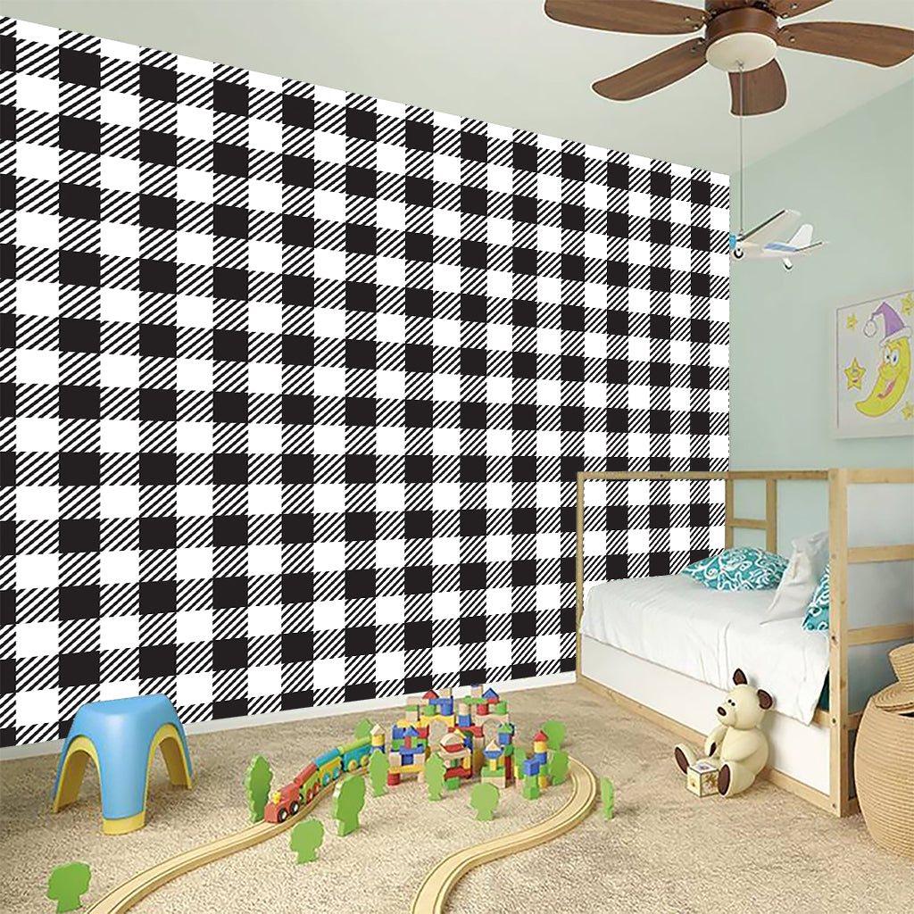 Black And White Gingham Pattern Print Wall Sticker