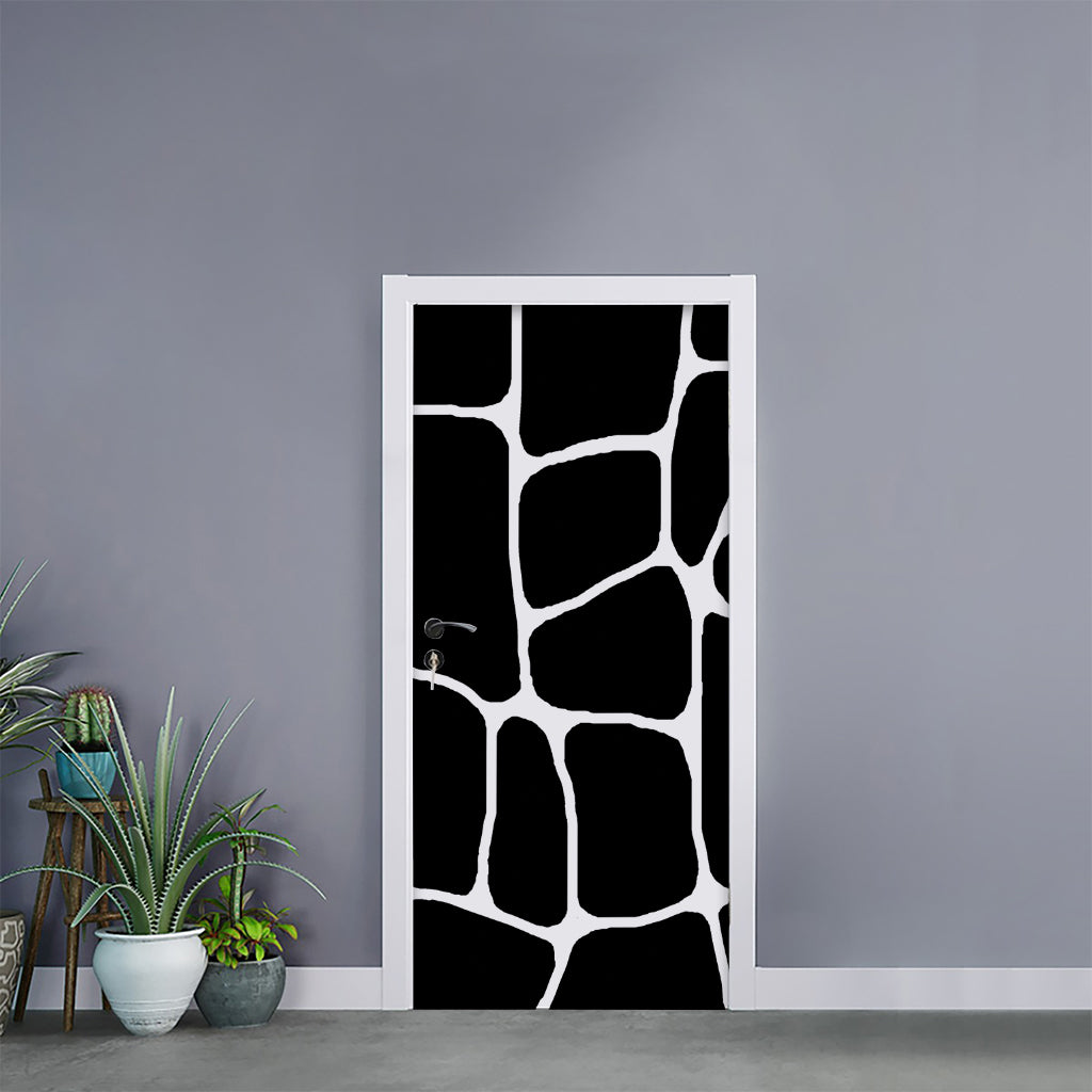 Black And White Giraffe Pattern Print Door Sticker
