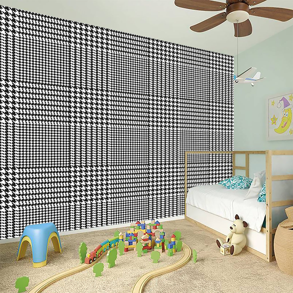 Black And White Glen Plaid Print Wall Sticker