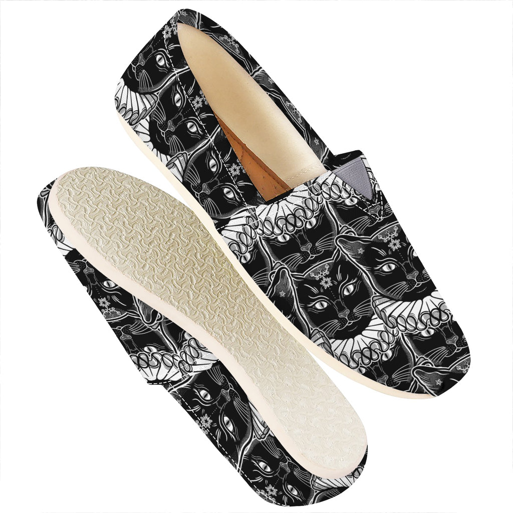 Black And White Gothic Wiccan Cat Print Casual Shoes