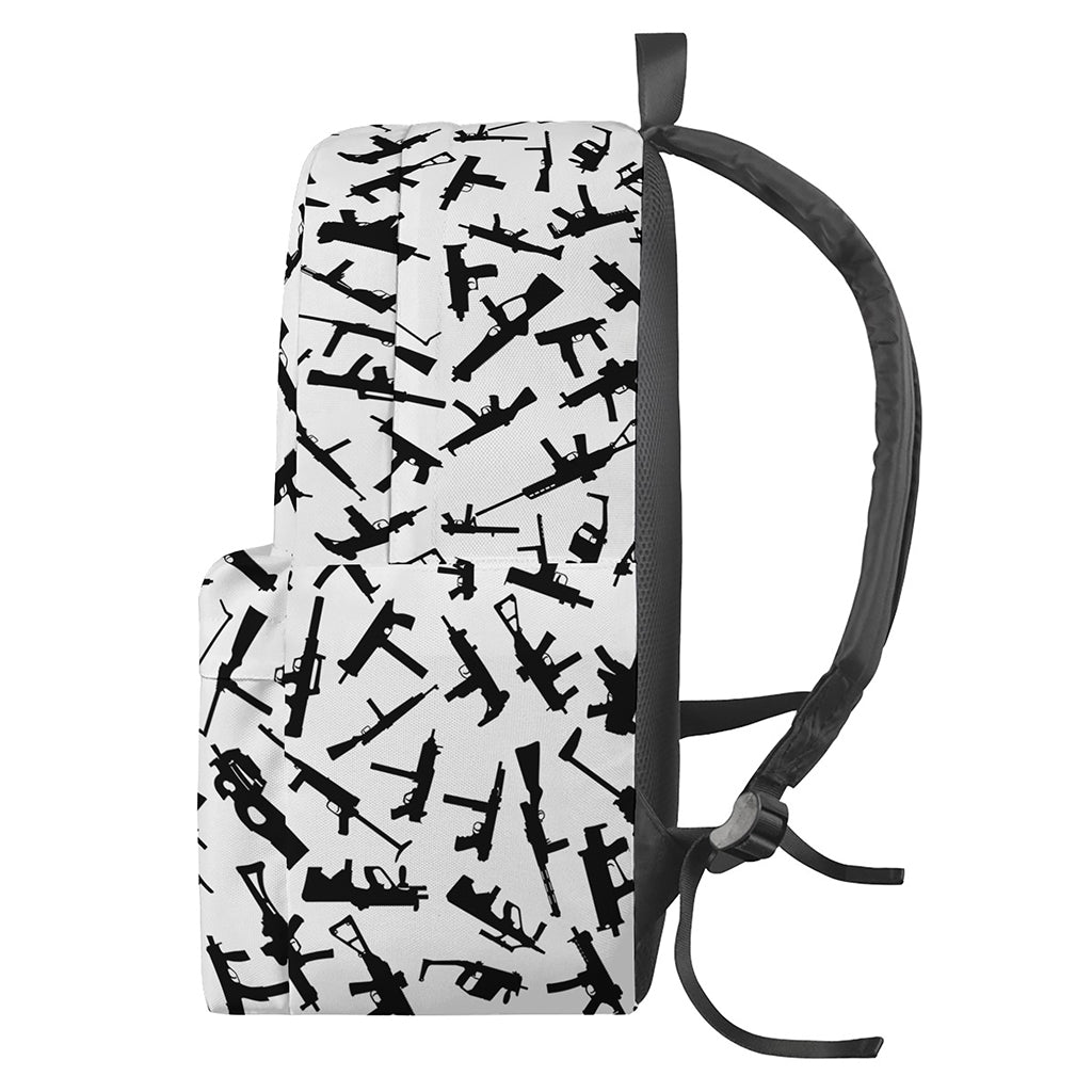 Black And White Guns Pattern Print Backpack