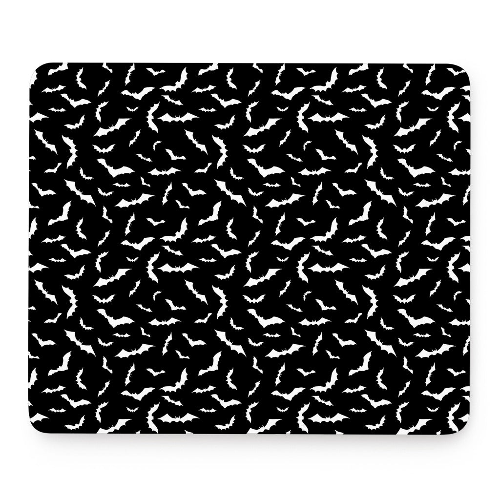 Black And White Halloween Bat Print Mouse Pad