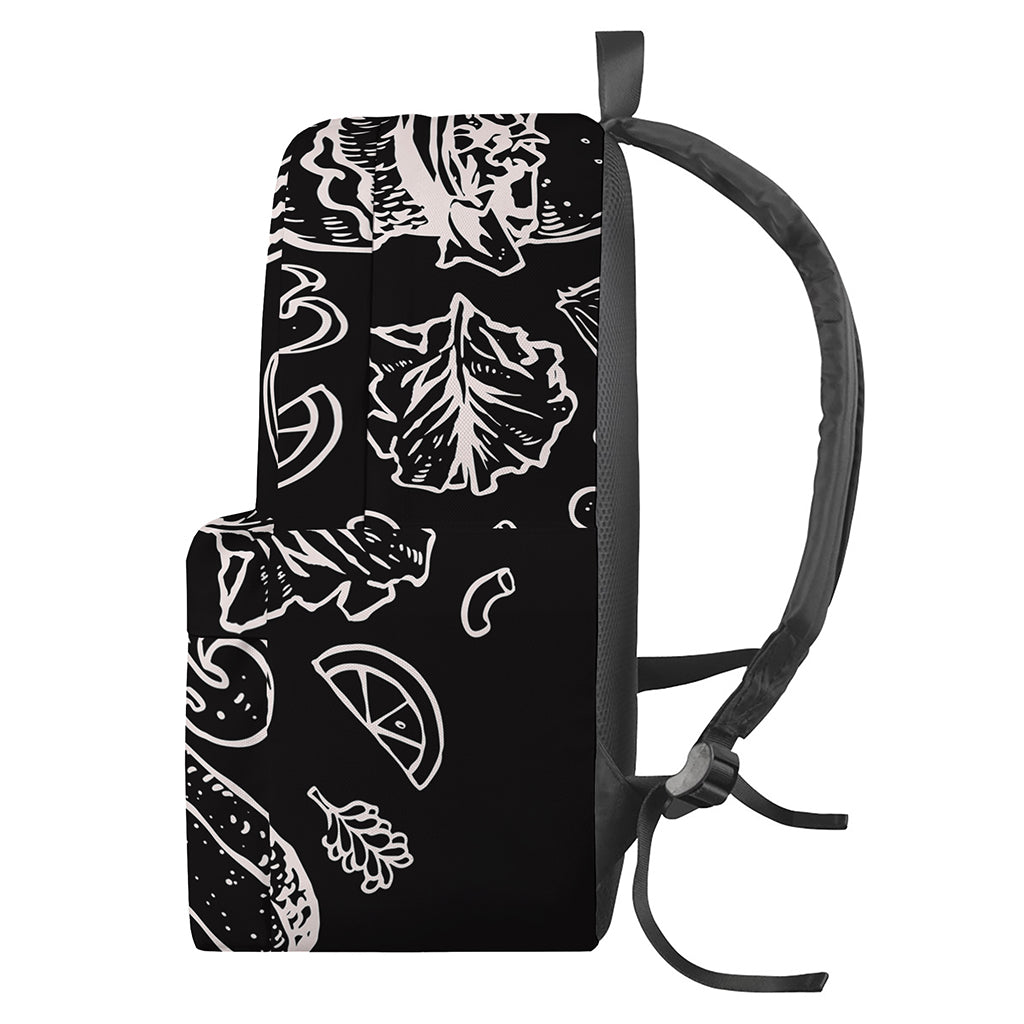 Black And White Hamburger Print Backpack