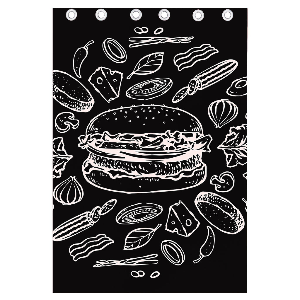 Black And White Hamburger Print Curtain