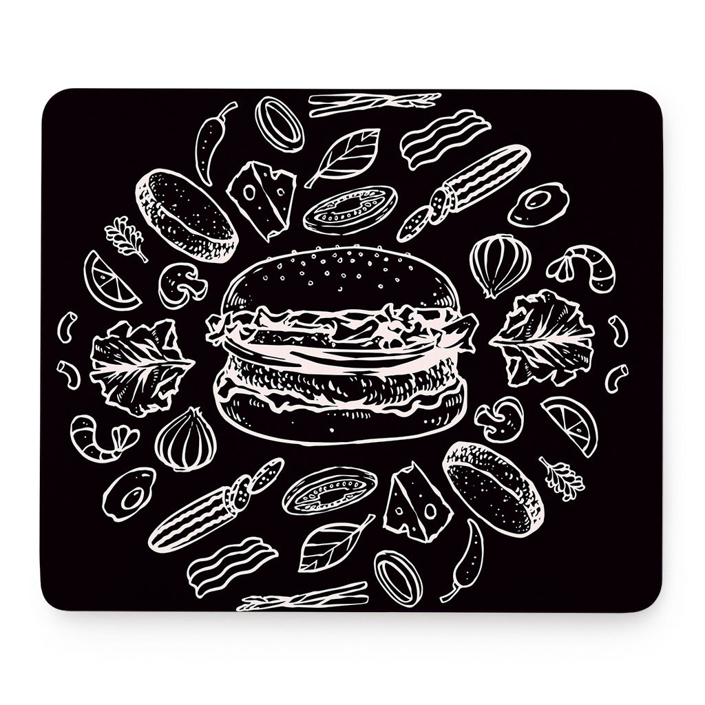 Black And White Hamburger Print Mouse Pad