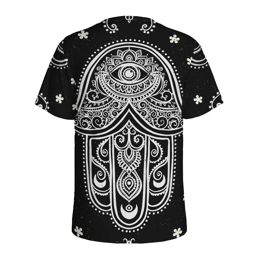 Black And White Hamsa Print Men's Sports T-Shirt