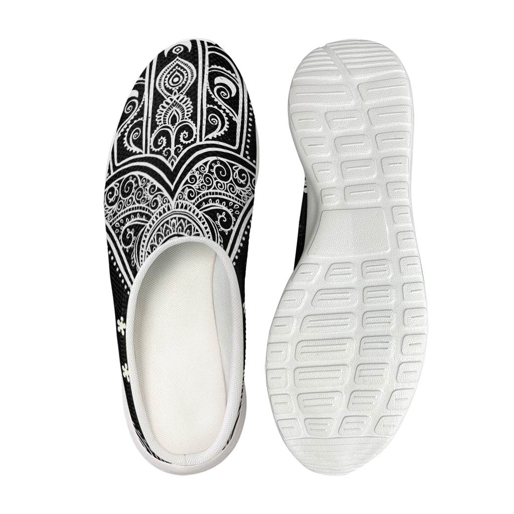 Black And White Hamsa Print Mesh Casual Shoes