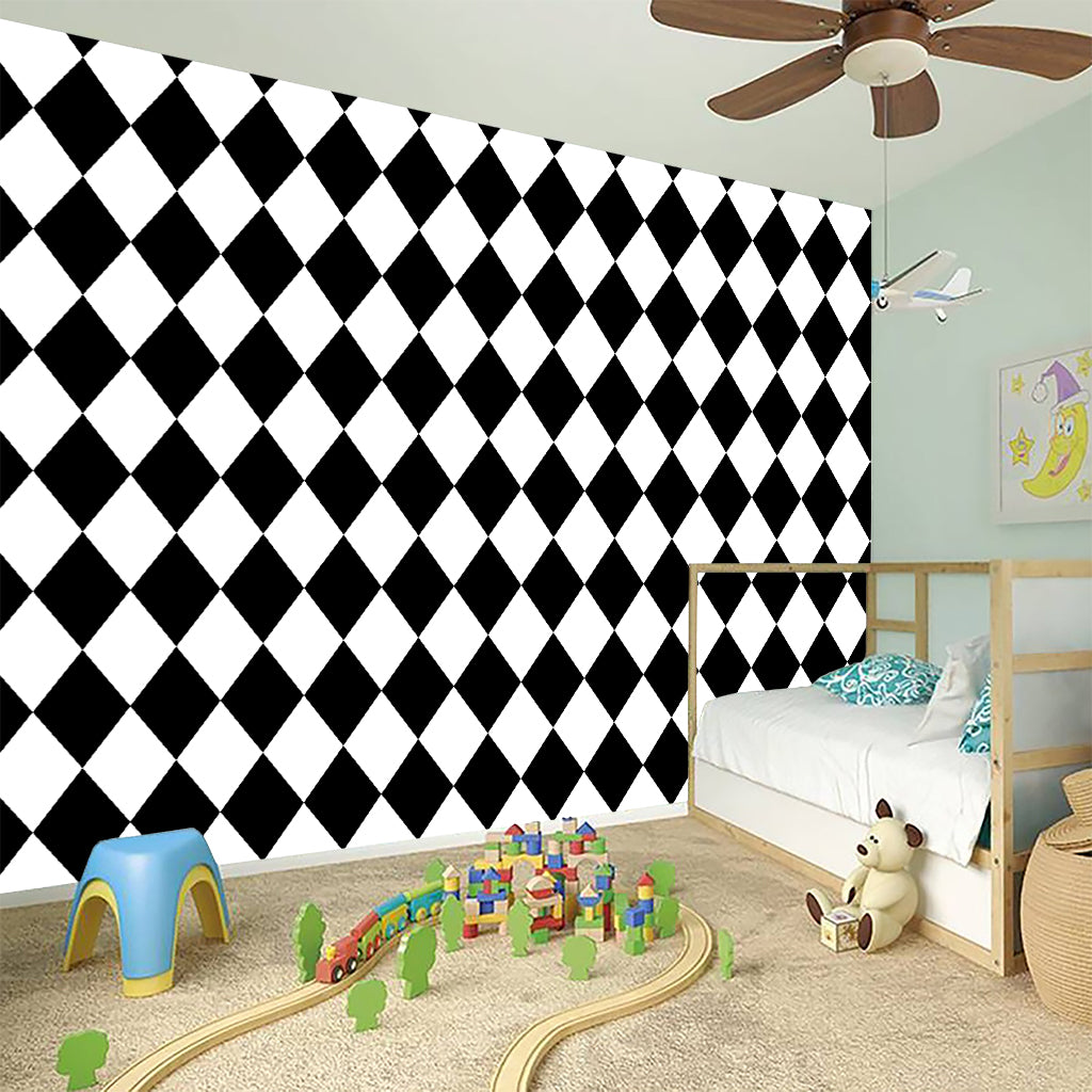 Black And White Harlequin Pattern Print Wall Sticker