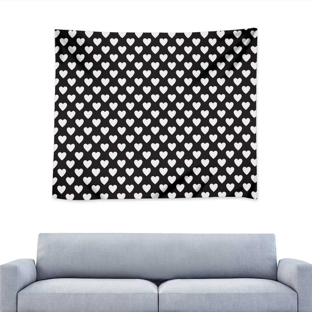 Black And White Heart Pattern Print Tapestry
