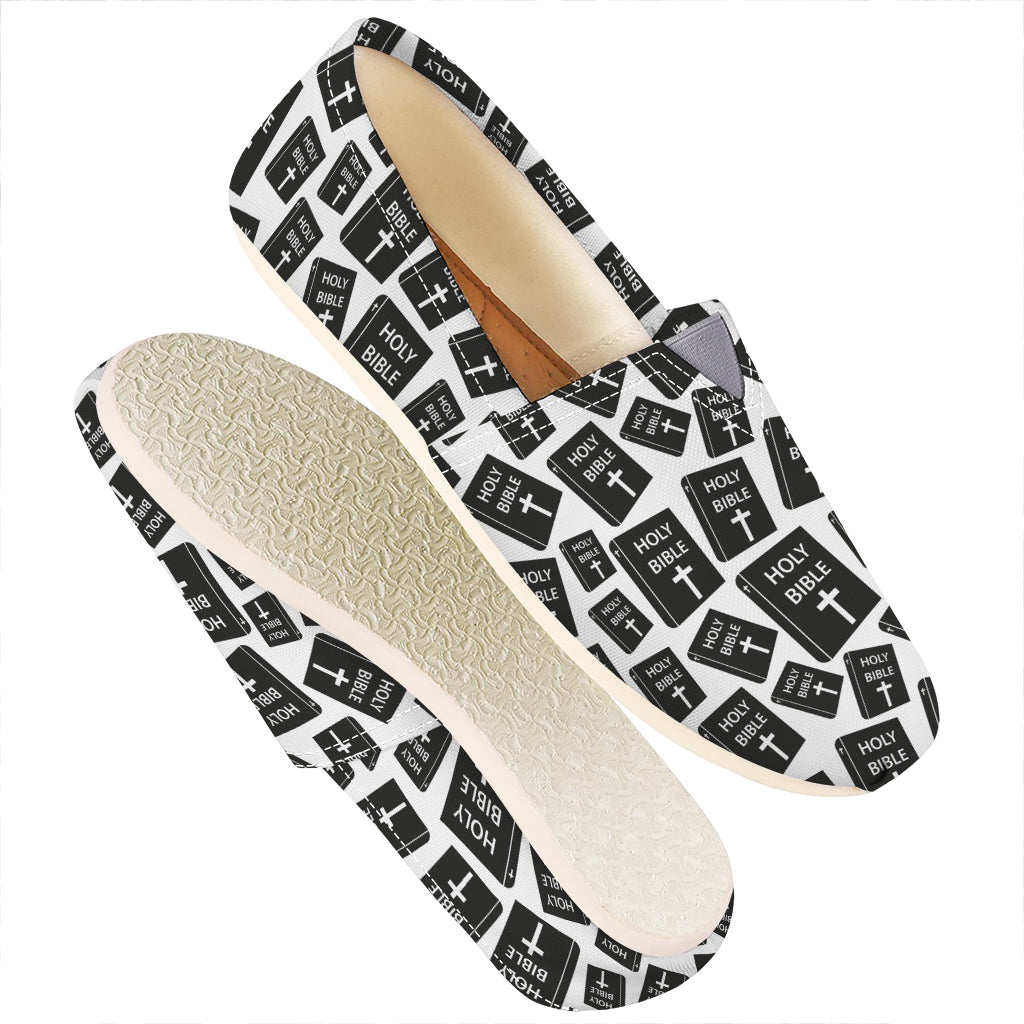 Black And White Holy Bible Pattern Print Casual Shoes