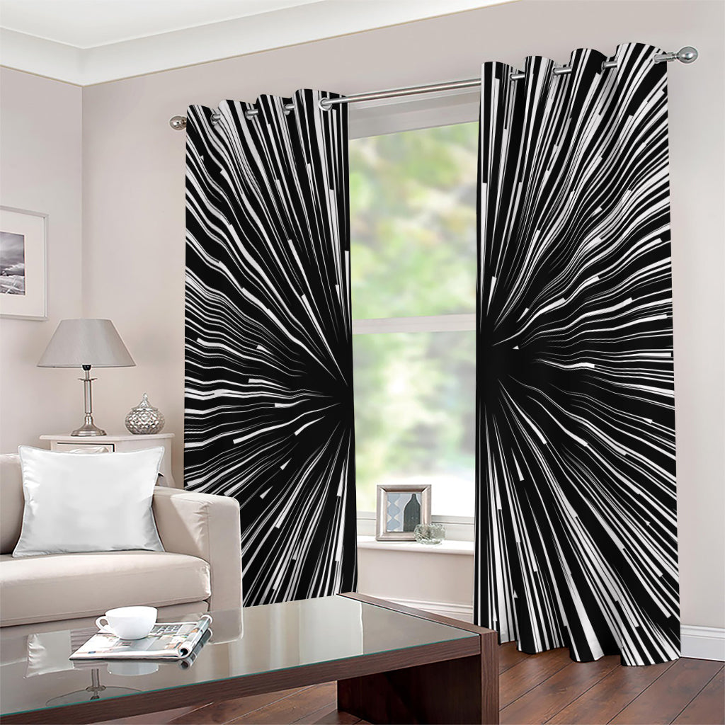 Black And White Hyperspace Print Grommet Curtains